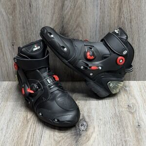 Sidi Streetburner Motorcycle Boots Men 9.5 Black Leather Mid Stunter Style Italy